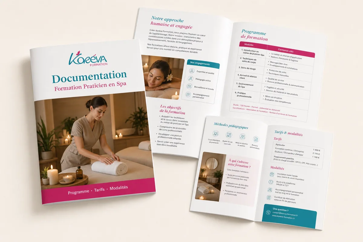 Aperçu de la documentation Koréva — Formation Praticien en SPA : programme, tarifs et modalités